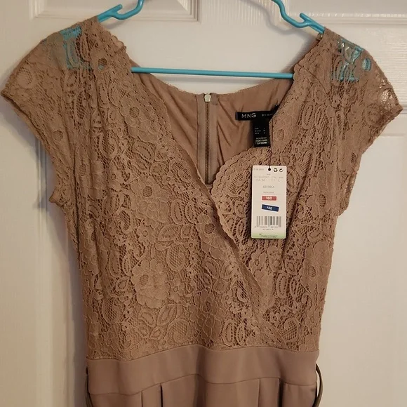 NWT MNG by Mango tan lace dress - Picture 2 of 5